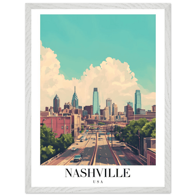 Nashville USA Framed Poster – Vibrant Urban Wall Art with Wooden Frame - Vibrantwalls