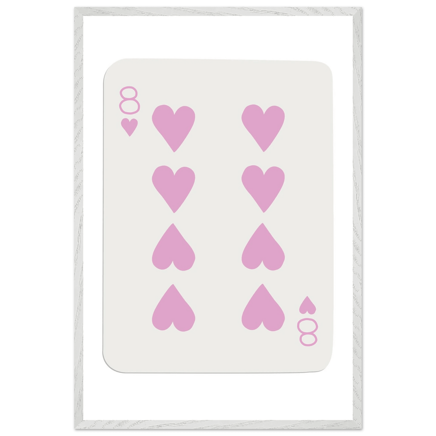 Minimalist Eight of Hearts Poker Card Print - Mounted Framed Art in Eco-Friendly Wood Frame - Vibrantwalls