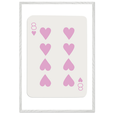 Minimalist Eight of Hearts Poker Card Print - Mounted Framed Art in Eco-Friendly Wood Frame - Vibrantwalls