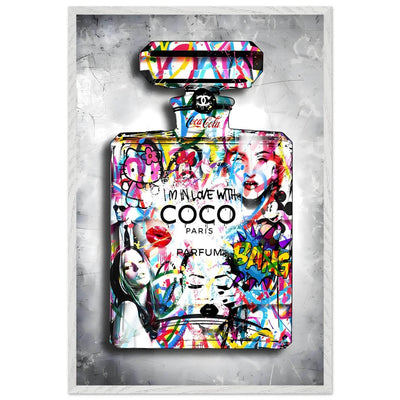 Vibrant Pop Art Chanel Perfume Bottle Print - Graffiti Chic Wall Decor for Fashion Lovers - Vibrantwalls