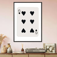 Six of Hearts Poker Card Print - Mounted Framed Poster Art, Eco-Friendly Wood Frame in Your Choice of Frame & Size - Vibrantwalls