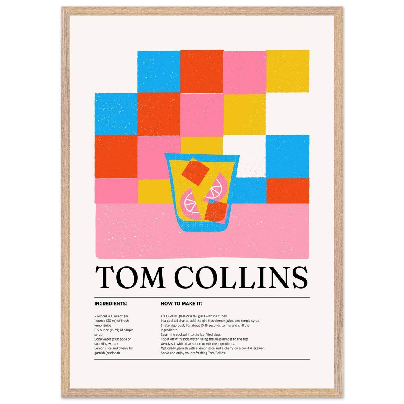 Retro Tom Collins Cocktail Recipe - Vibrantwalls