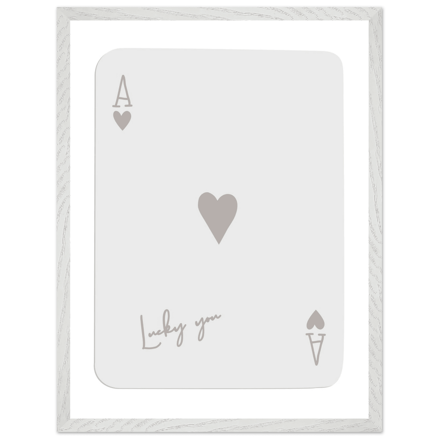 Minimalist Ace of Hearts Poker Card Print - Lucky You Wall Art, Eco-Friendly Wood Frame Poster - Vibrantwalls