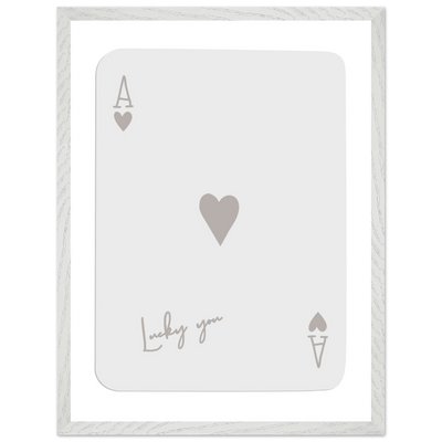 Minimalist Ace of Hearts Poker Card Print - Lucky You Wall Art, Eco-Friendly Wood Frame Poster - Vibrantwalls
