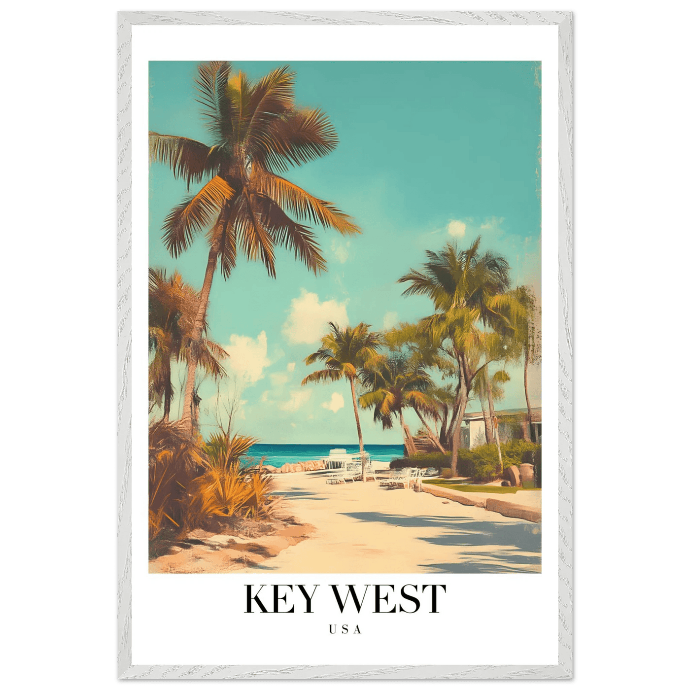 Key West USA Framed Poster – Vintage Travel Wall Art with Wooden Frame - Vibrantwalls