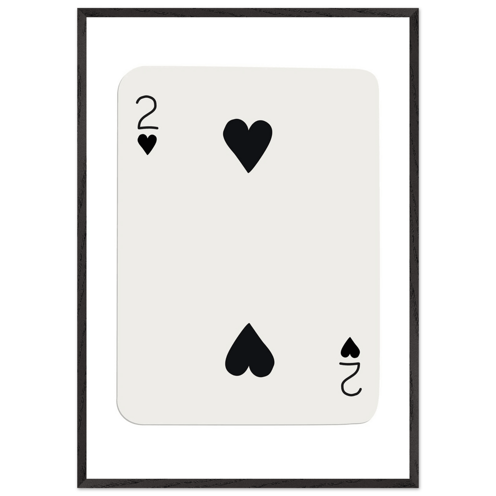 Minimalist Two of Hearts Poker Card Art Print - Framed Eco-Friendly Wooden Poster - Vibrantwalls