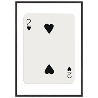 Minimalist Two of Hearts Poker Card Art Print - Framed Eco-Friendly Wooden Poster - Vibrantwalls