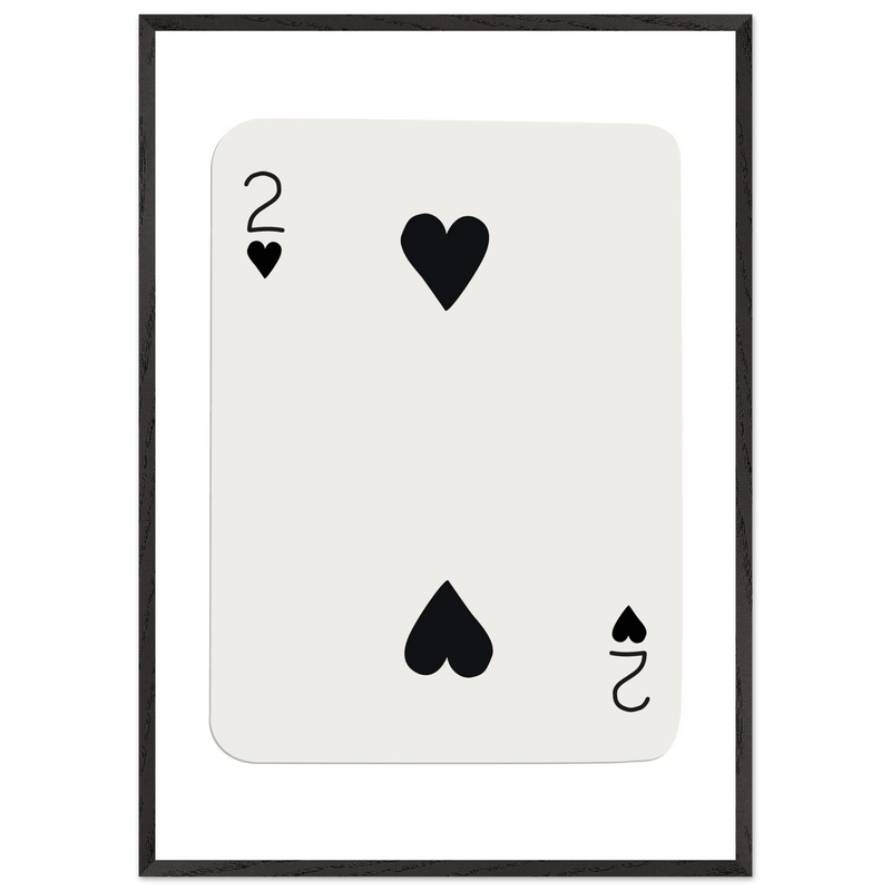 Minimalist Two of Hearts Poker Card Art Print - Framed Eco-Friendly Wooden Poster - Vibrantwalls