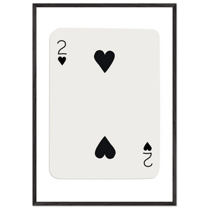 Minimalist Two of Hearts Poker Card Art Print - Framed Eco-Friendly Wooden Poster - Vibrantwalls