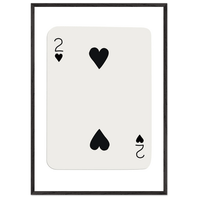 Minimalist Two of Hearts Poker Card Art Print - Framed Eco-Friendly Wooden Poster - Vibrantwalls