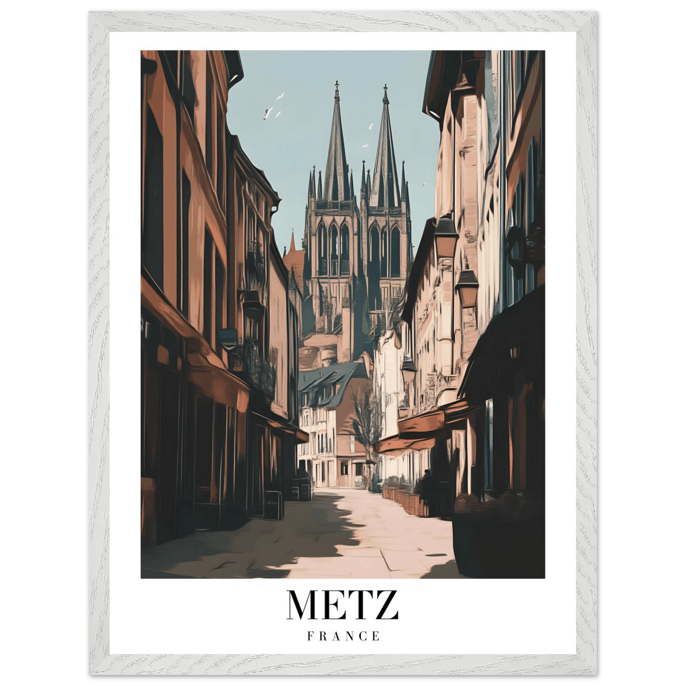 Metz France Framed Poster – Vintage European Cityscape Wall Art with Customizable Wooden Frame - Vibrantwalls