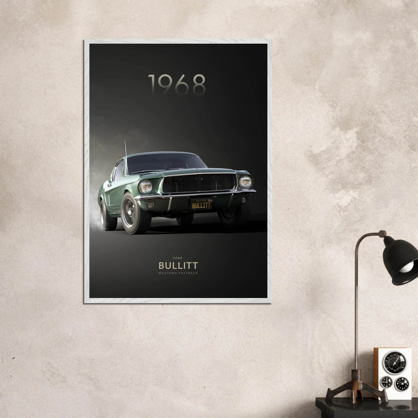 1968 Bullitt Mustang GT - 50th Anniversary Framed Poster | Iconic Green, Ready-to-Hang, Premium Quality - Vibrantwalls