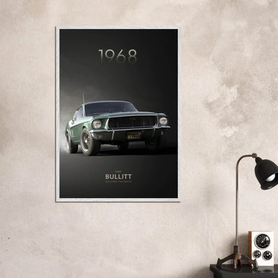 1968 Bullitt Mustang GT - 50th Anniversary Framed Poster | Iconic Green, Ready-to-Hang, Premium Quality - Vibrantwalls