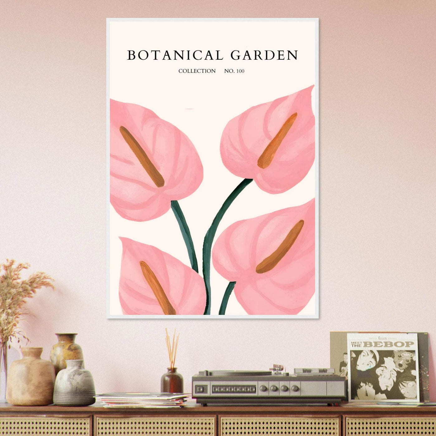 Botanical Garden Framed Poster – Pink Anthurium Bloom Art Print | Elegant & Ready-to-Hang - Vibrantwalls