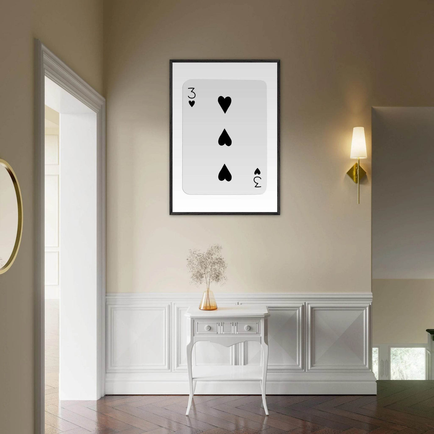 Poker Card Print - Three of Spades - Framed Wall Art, Eco-Friendly Wood Frame in Black, White, or Natural - Vibrantwalls