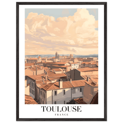 Toulouse France Framed Poster – Vintage Sunset Cityscape Wall Art with Wooden Frame - Vibrantwalls