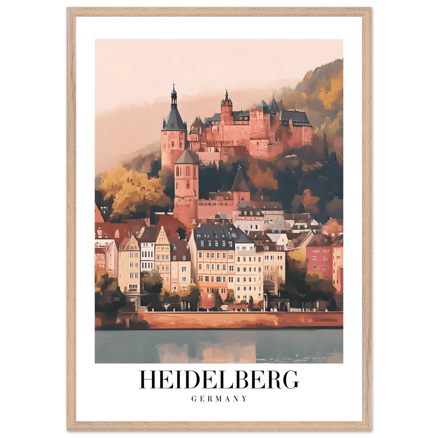 Heidelberg Germany Framed Poster – Vintage Travel Wall Art in Warm Autumn Hues - Vibrantwalls