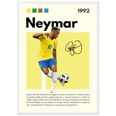 Neymar Jr. Brazilian Football Legend Framed Poster – Vibrant Pop Art Football Print 50x70 cm 20x28″ White frame Vibrantwalls