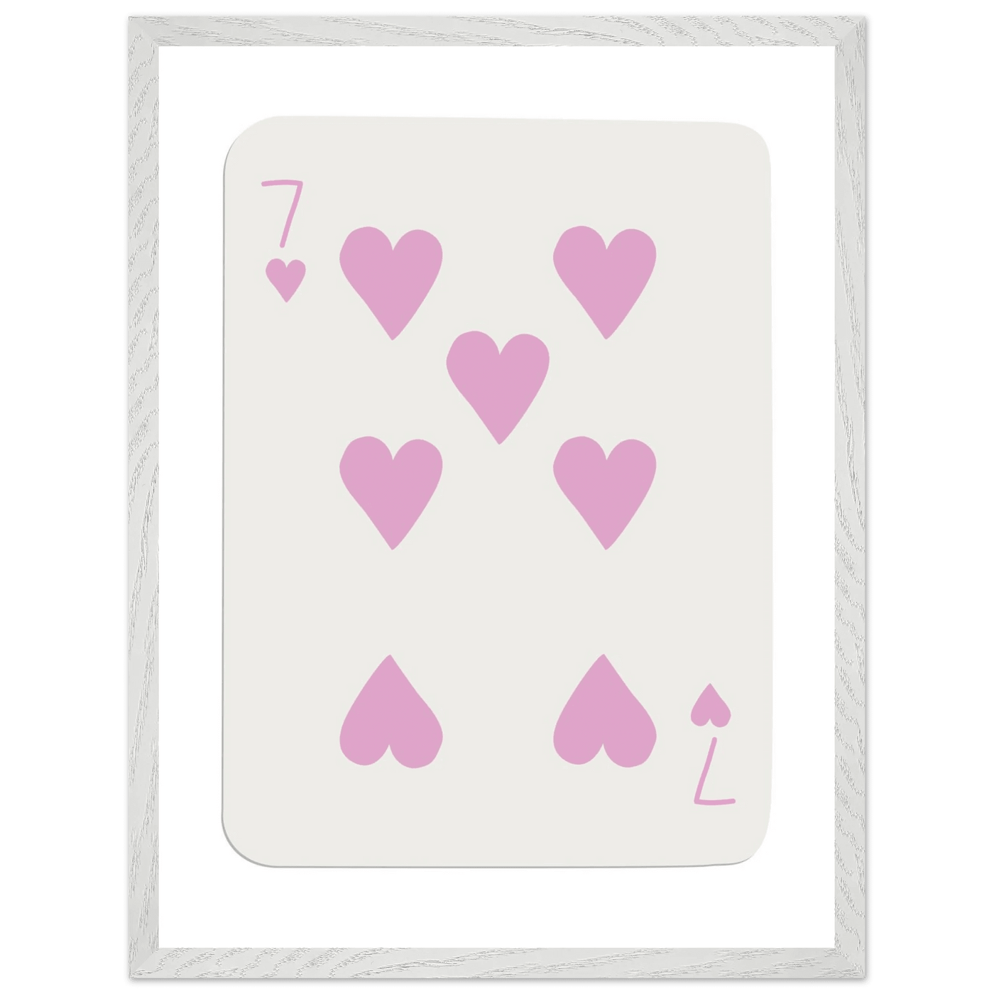 Charming Seven of Hearts Poker Card Print - Mounted Framed Poster Art with Eco-Friendly Wood Frame - Vibrantwalls