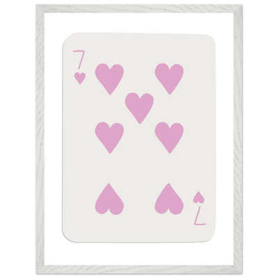 Charming Seven of Hearts Poker Card Print - Mounted Framed Poster Art with Eco-Friendly Wood Frame - Vibrantwalls