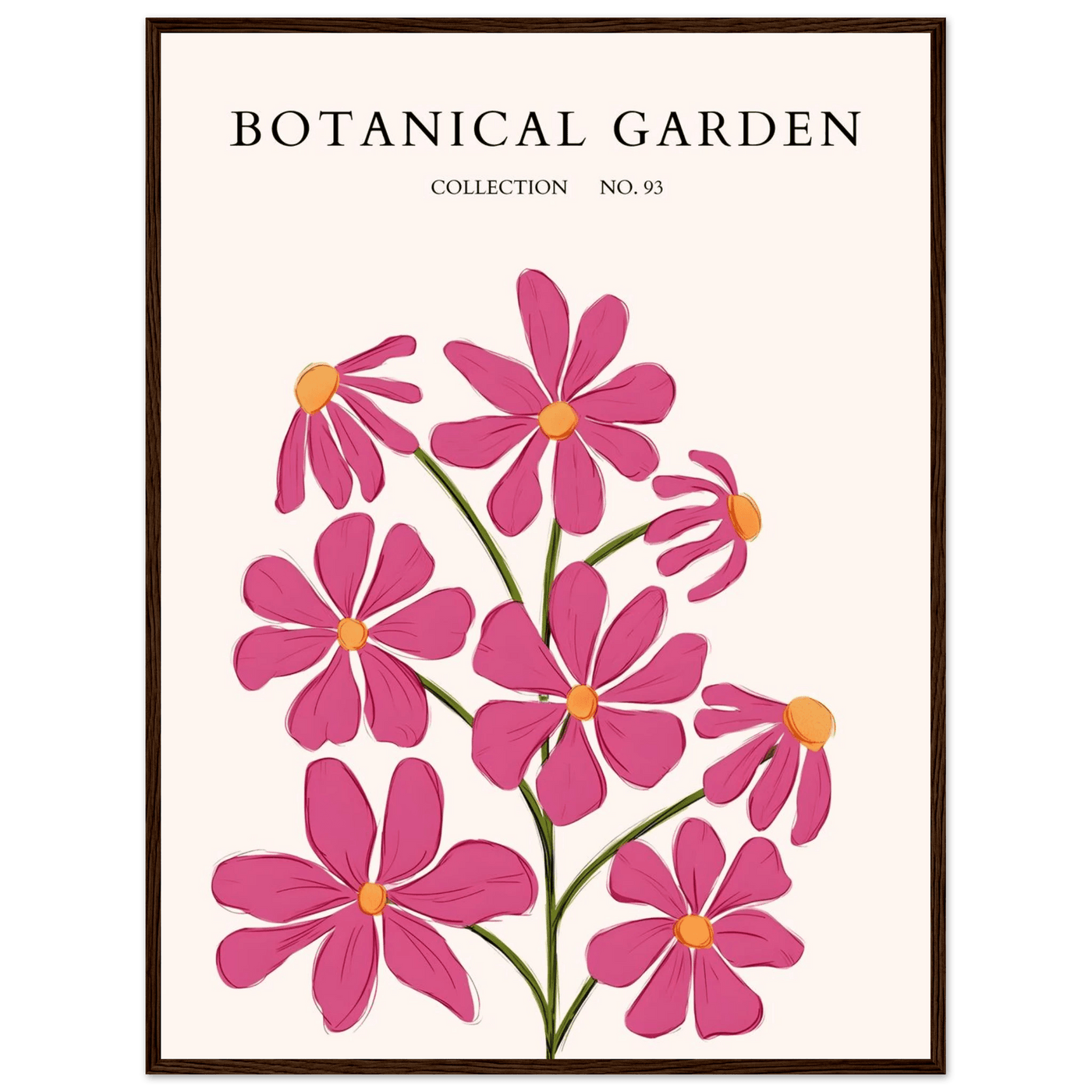 Vibrant Botanical Garden Framed Poster – Pink Cosmos & Abstract Floral Art Print | Ready-to-Hang in Various Sizes - Vibrantwalls