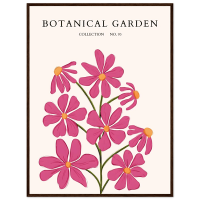 Vibrant Botanical Garden Framed Poster – Pink Cosmos & Abstract Floral Art Print | Ready-to-Hang in Various Sizes - Vibrantwalls