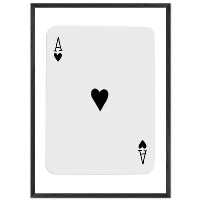 Ace of Hearts Minimalist Poker Card Art - Eco-Friendly Mounted Framed Poster, Choice of Frame Finish & Size - Vibrantwalls