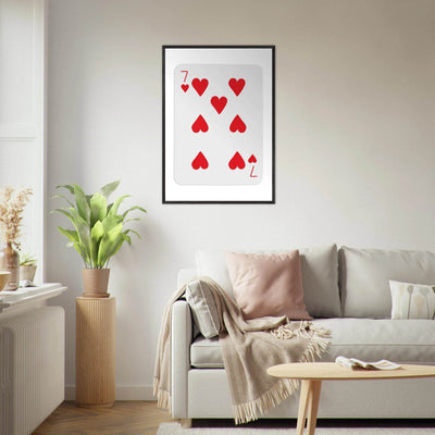 Lucky 7 of Hearts Poker Card Print - Mounted Framed Wall Art, Eco-Friendly Wood Frame & Multiple Sizes - Vibrantwalls