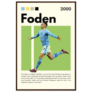 Phil Foden Manchester City Football Legend Poster 60x90 cm 24x36″ Dark wood frame Vibrantwalls