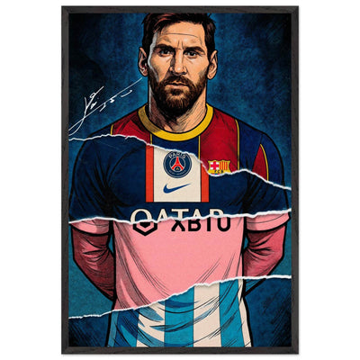 Lionel Messi Split Kit Pop Art Framed Poster – Eco-Friendly, Ready to Hang - Vibrantwalls