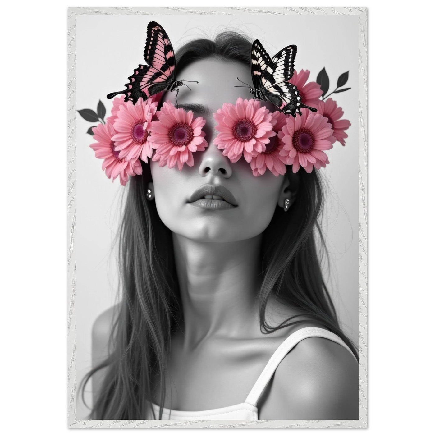Woman With Flowers Decor - Elegant Floral Art for Home Decor - Vibrantwalls