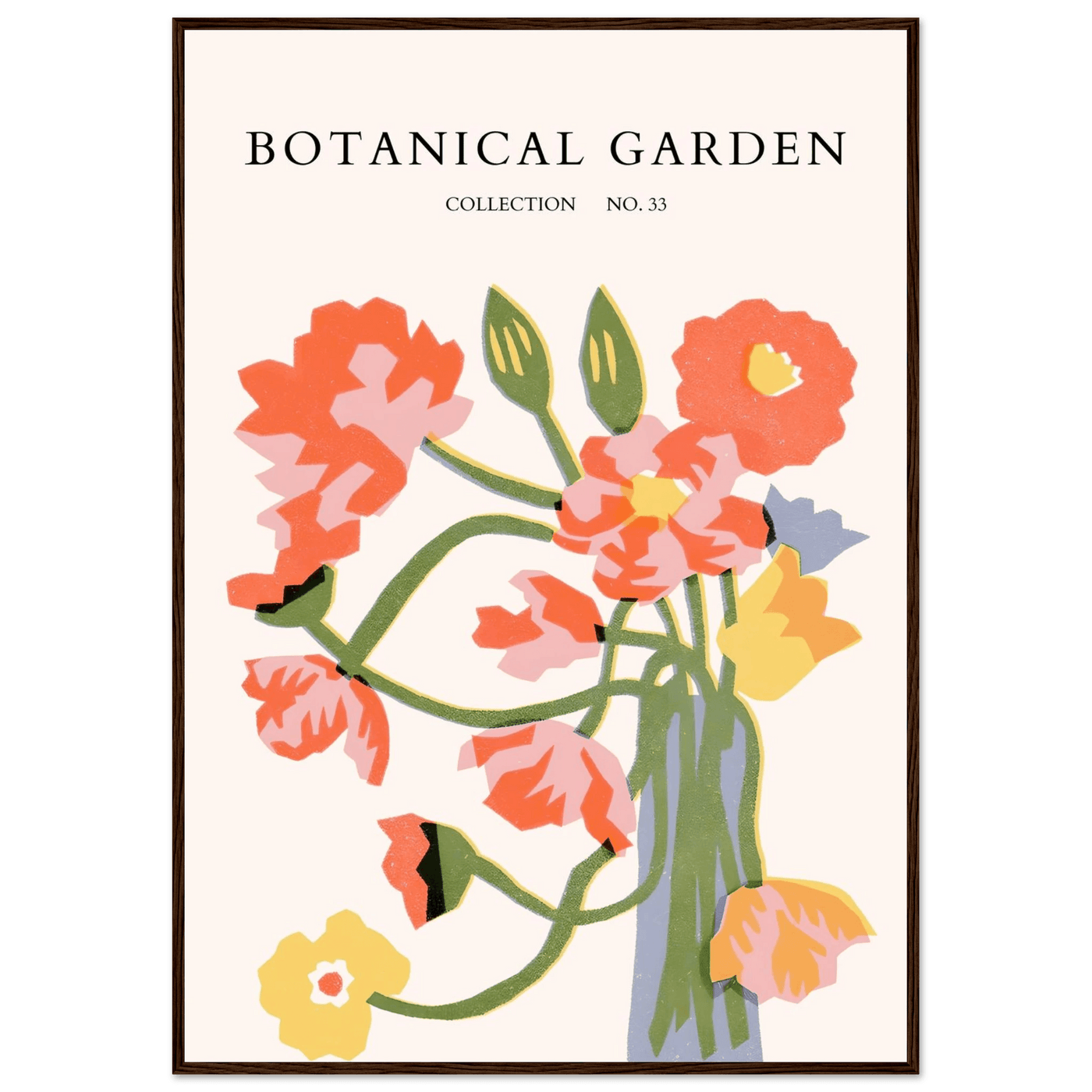 Botanical Garden Framed Poster - Abstract Floral Art Print | Warm Hues & Nature-Inspired Decor - Vibrantwalls