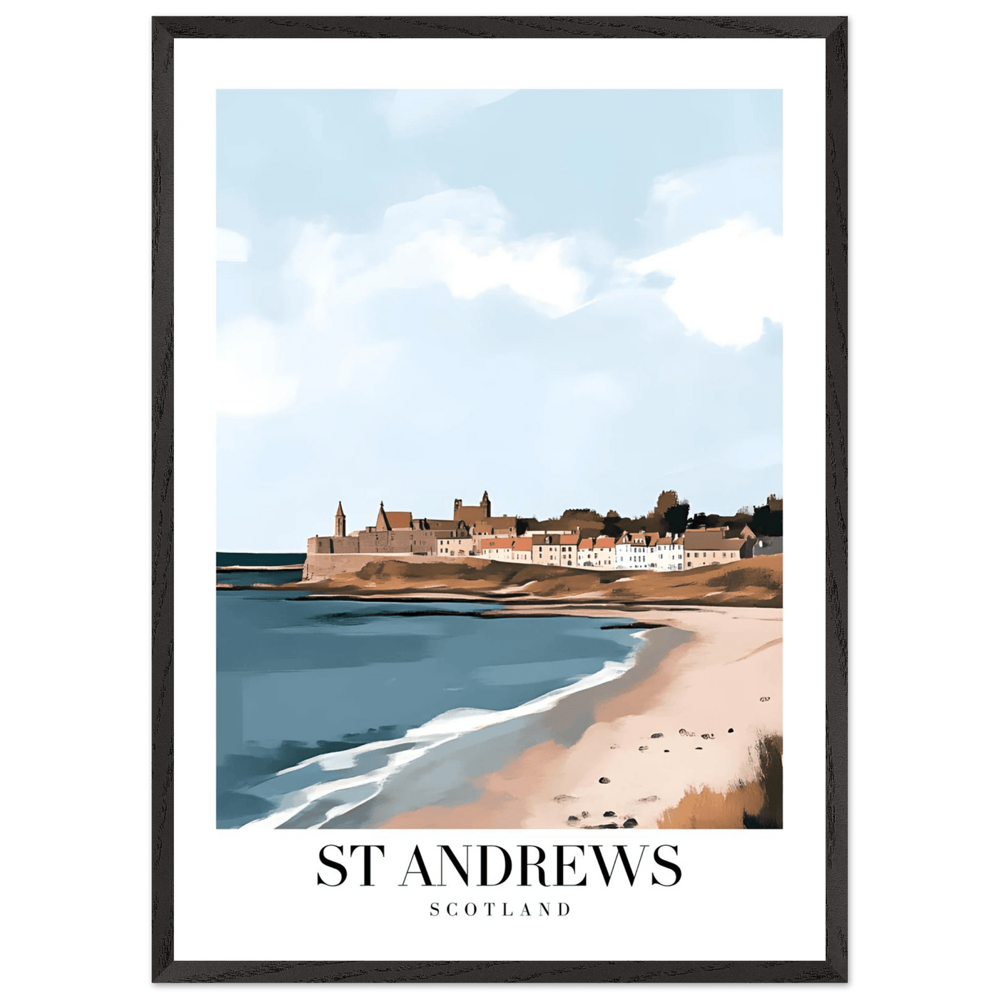 St Andrews Scotland Framed Poster – Coastal Town Wall Art with Wooden Frame - Vibrantwalls