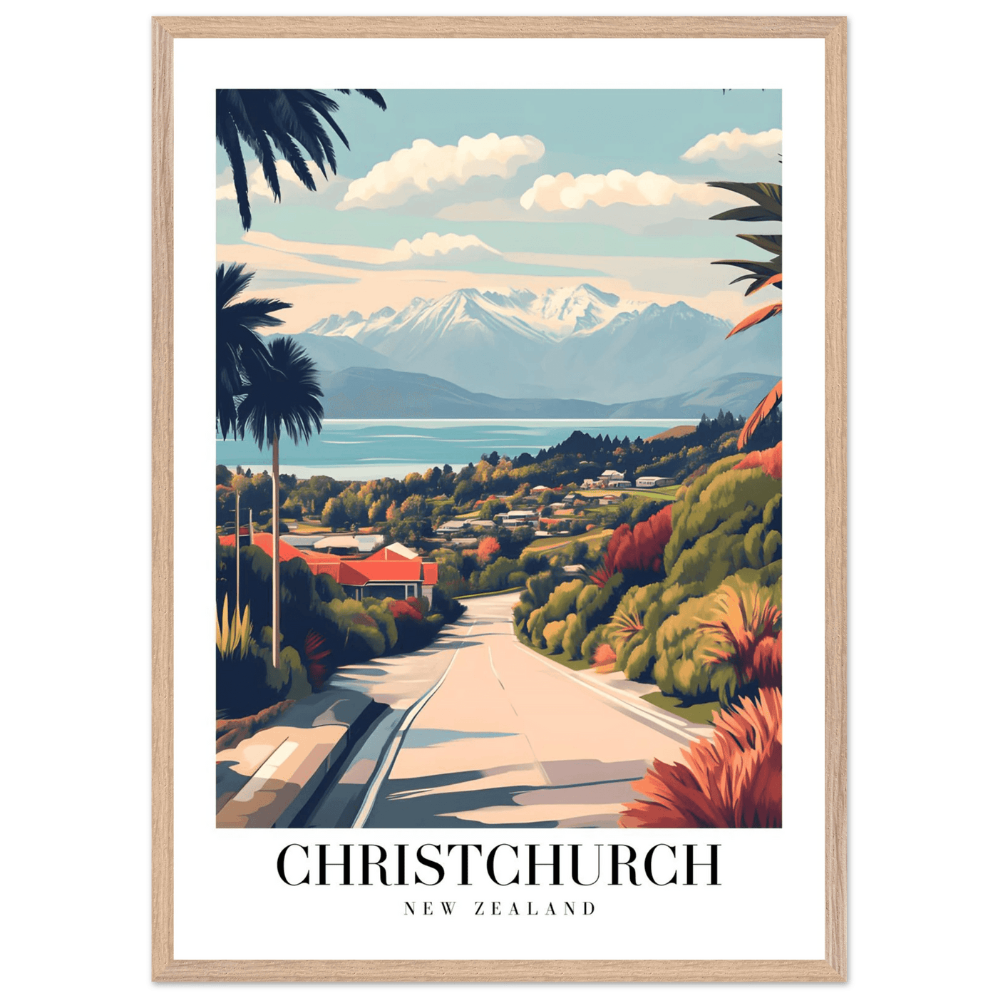 Christchurch New Zealand Framed Poster – Vintage Travel Wall Art with Wooden Frame - Vibrantwalls