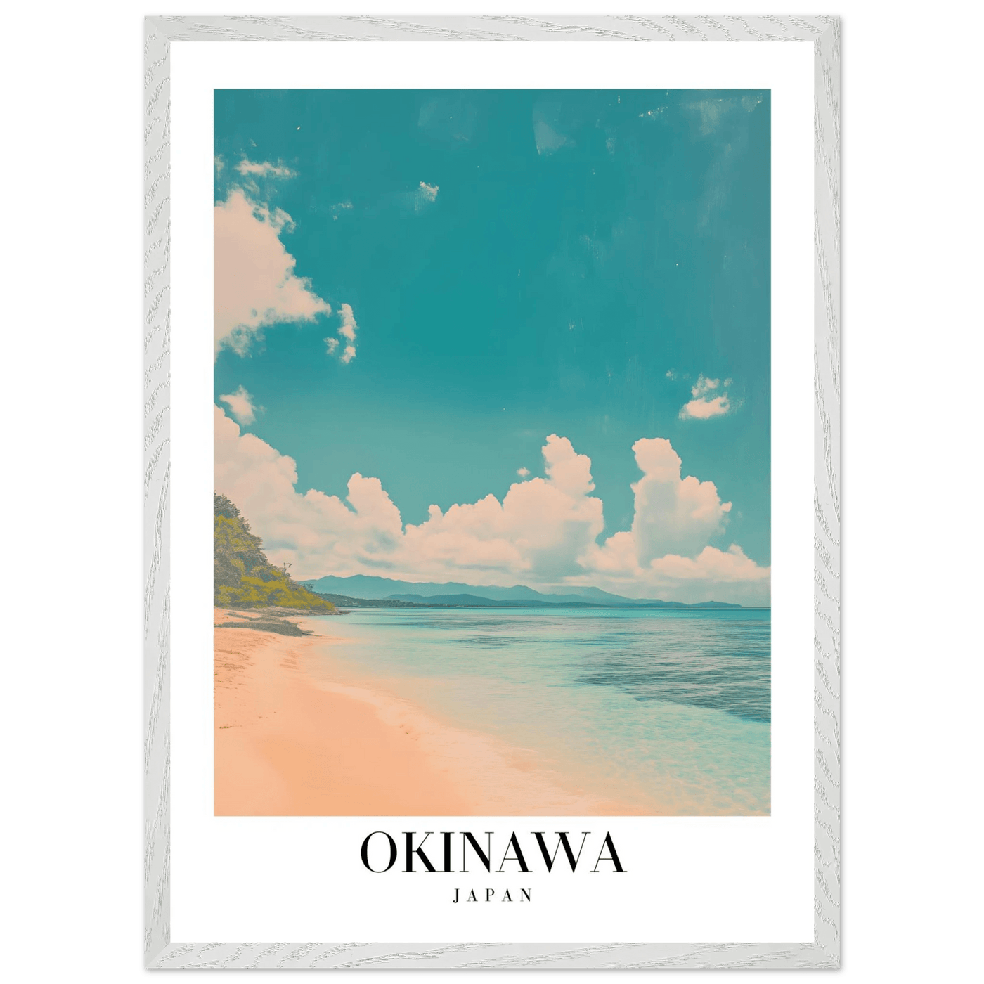 Okinawa Japan Framed Poster – Vintage Beach Travel Wall Art with Wooden Frame - Vibrantwalls