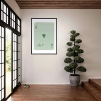 Minimalist Ace of Hearts Poker Card Print - Eco-Friendly Framed Wall Art, 'Lucky You' Design - Vibrantwalls