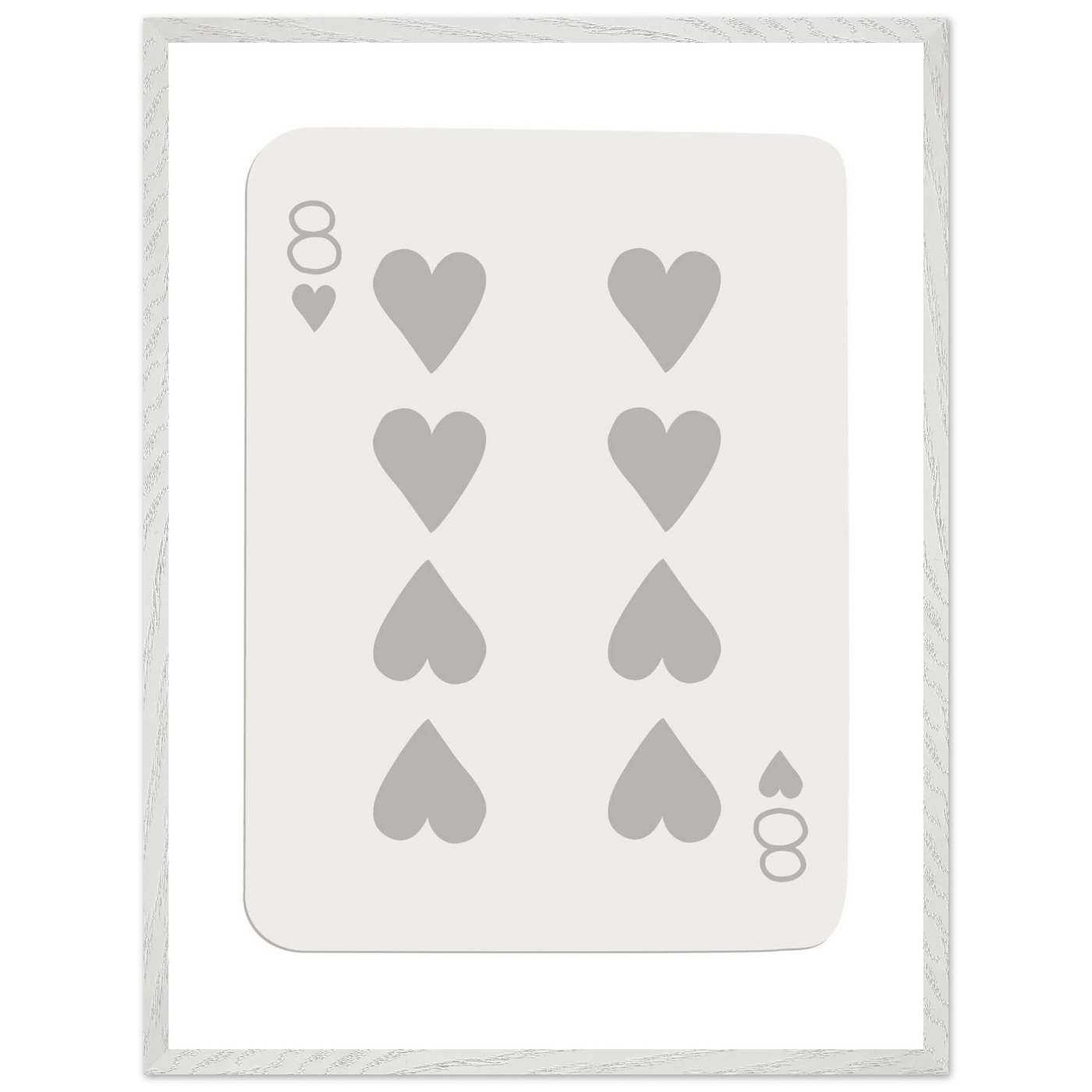 Minimalist Eight of Hearts Poker Card Print - Mounted Framed Eco-Friendly Wood Art - Vibrantwalls