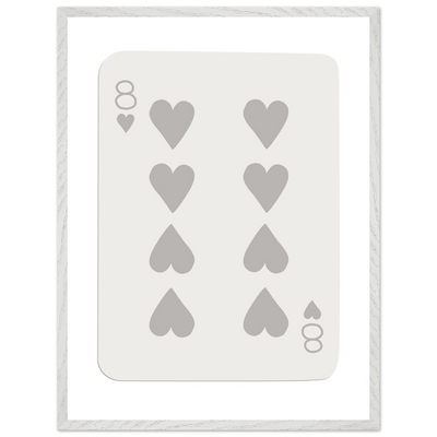 Minimalist Eight of Hearts Poker Card Print - Mounted Framed Eco-Friendly Wood Art - Vibrantwalls