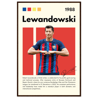 Robert Lewandowski FC Barcelona Framed Football Poster 60x90 cm 24x36″ Dark wood frame Vibrantwalls