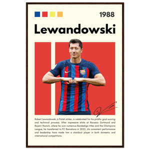 Robert Lewandowski FC Barcelona Framed Football Poster 60x90 cm 24x36″ Dark wood frame Vibrantwalls