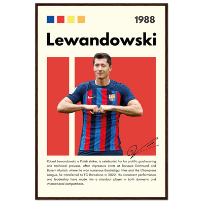 Robert Lewandowski FC Barcelona Framed Football Poster 60x90 cm 24x36″ Dark wood frame Vibrantwalls