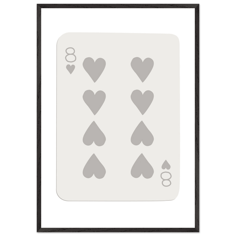 Minimalist Eight of Hearts Poker Card Print - Mounted Framed Eco-Friendly Wood Art - Vibrantwalls