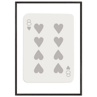 Minimalist Eight of Hearts Poker Card Print - Mounted Framed Eco-Friendly Wood Art - Vibrantwalls