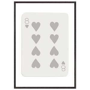 Minimalist Eight of Hearts Poker Card Print - Mounted Framed Eco-Friendly Wood Art - Vibrantwalls