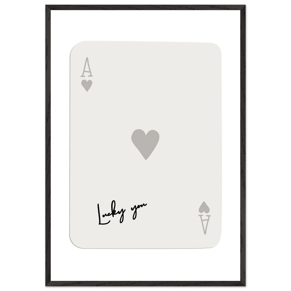 Lucky You Ace of Hearts Poker Card Print - Framed Eco-Friendly Wood Poster Art for Game Lovers - Vibrantwalls