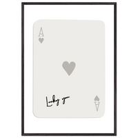 Lucky You Ace of Hearts Poker Card Print - Framed Eco-Friendly Wood Poster Art for Game Lovers - Vibrantwalls