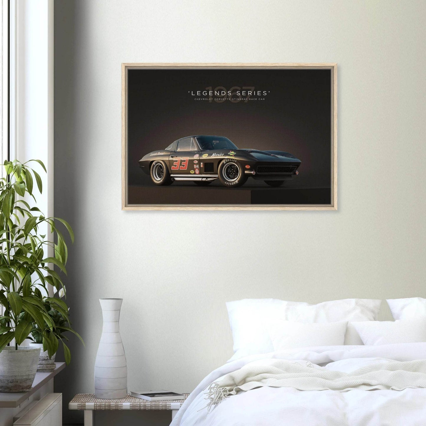Chevrolet Corvette Stingray 1967 Framed Canvas Vintage Wall Art - Vibrantwalls