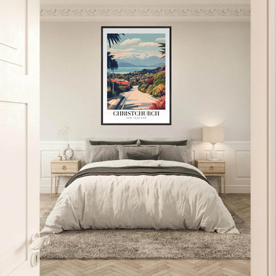 Christchurch New Zealand Framed Poster – Vintage Travel Wall Art with Wooden Frame - Vibrantwalls