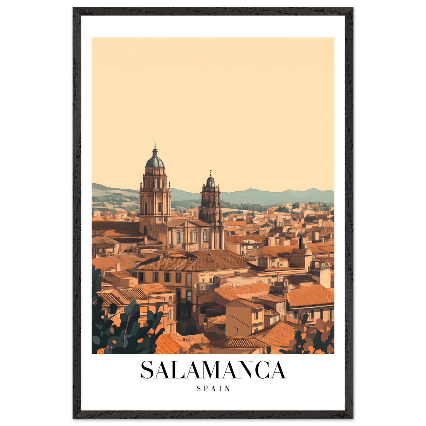 Salamanca Spain Framed Poster – Warm Hues Vintage Travel Wall Art with Wooden Frame - Vibrantwalls