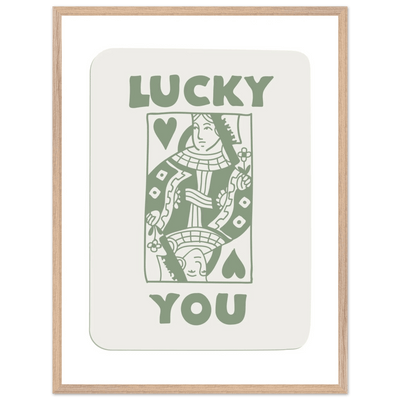Lucky You Poker Card Print - Queen of Hearts Framed Art - Eco-Friendly Wood Frame - Vibrantwalls